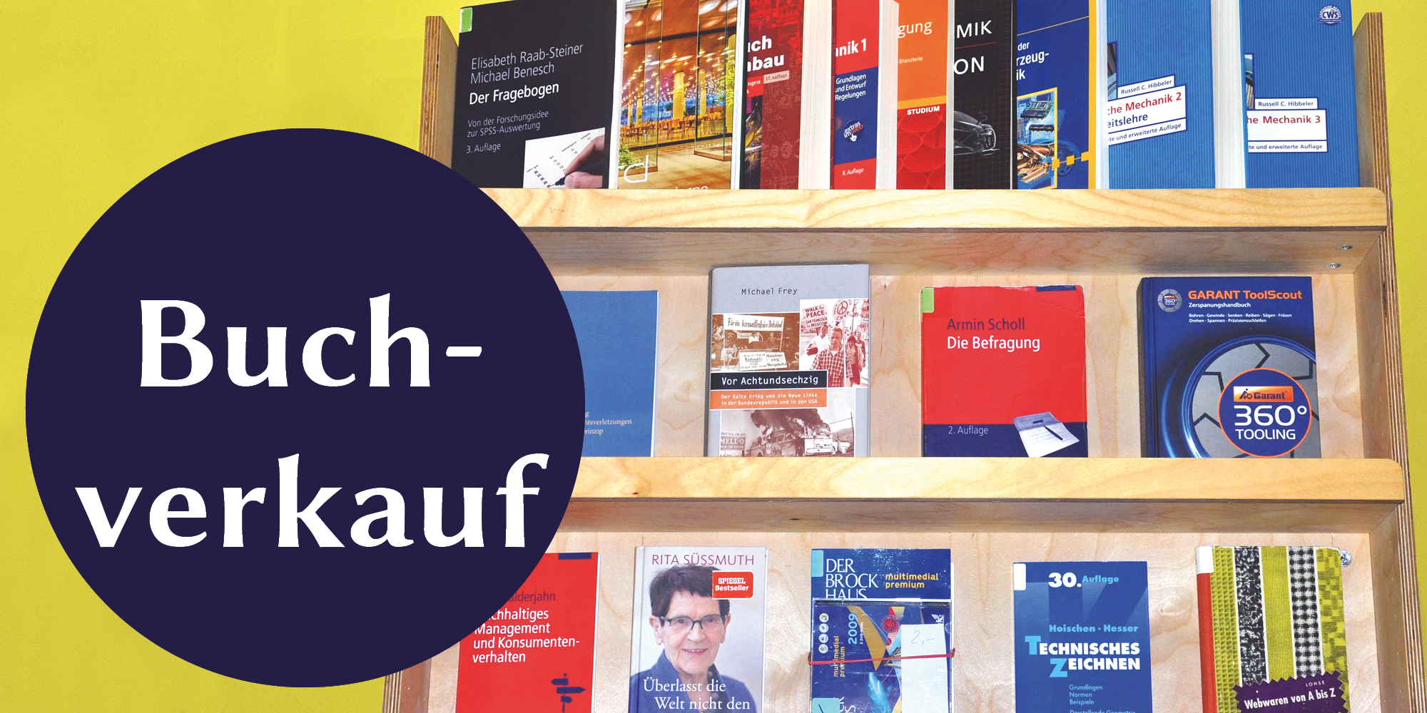 Foto des Buchverkaufregals mit verschiedenen Titeln