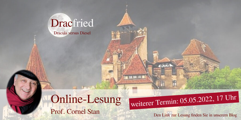 Plakat mit Portrait: Online-Lesung mit Prof. Stan am 05.05.22011, Hinweis: Den Link zur Lesung finden Sie in unserem Blog